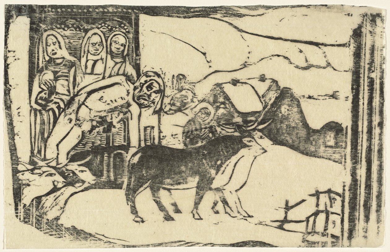 Wegkapel in Bretagne Le calvaire Breton door Paul Gauguin