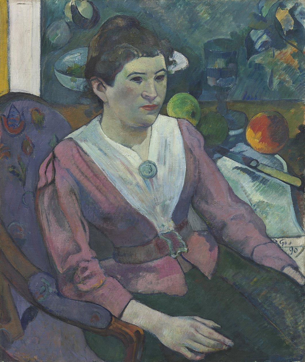 Vrouw Voor een Stilleven van Cézanne door Paul Gauguin