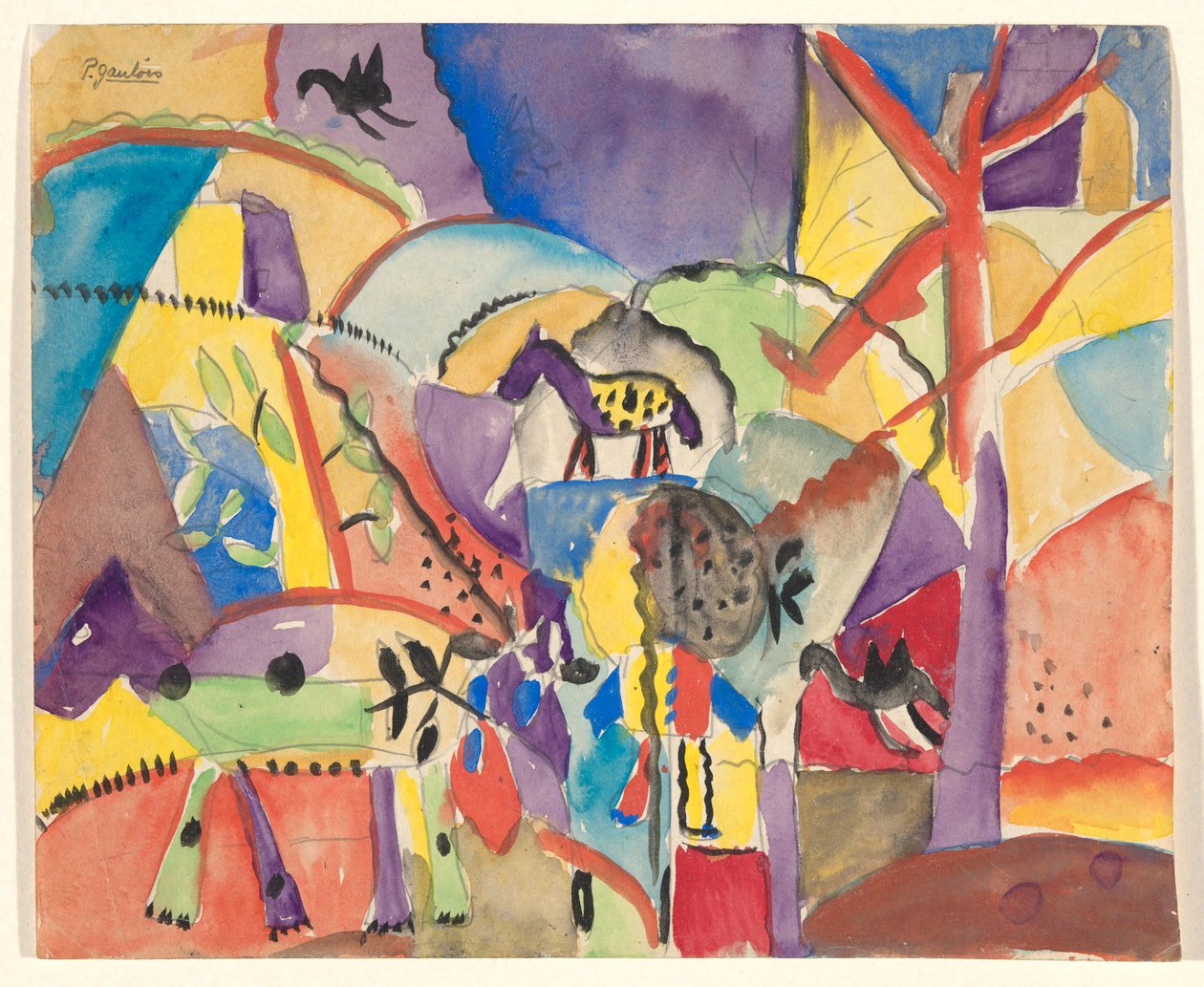Compositie met paarden door Paul Gaulois