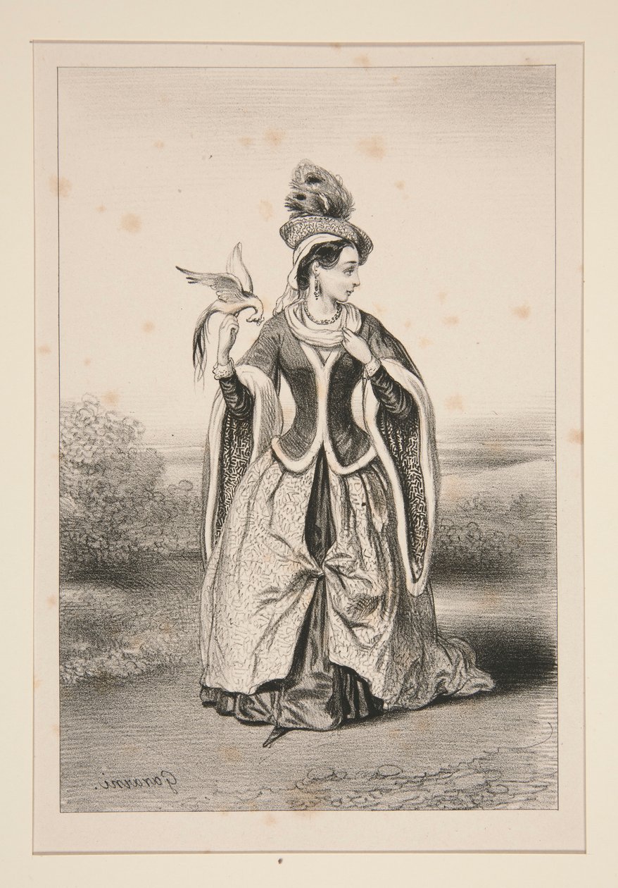 (CHATELAINE MOYEN AGE.) door Paul Gavarni