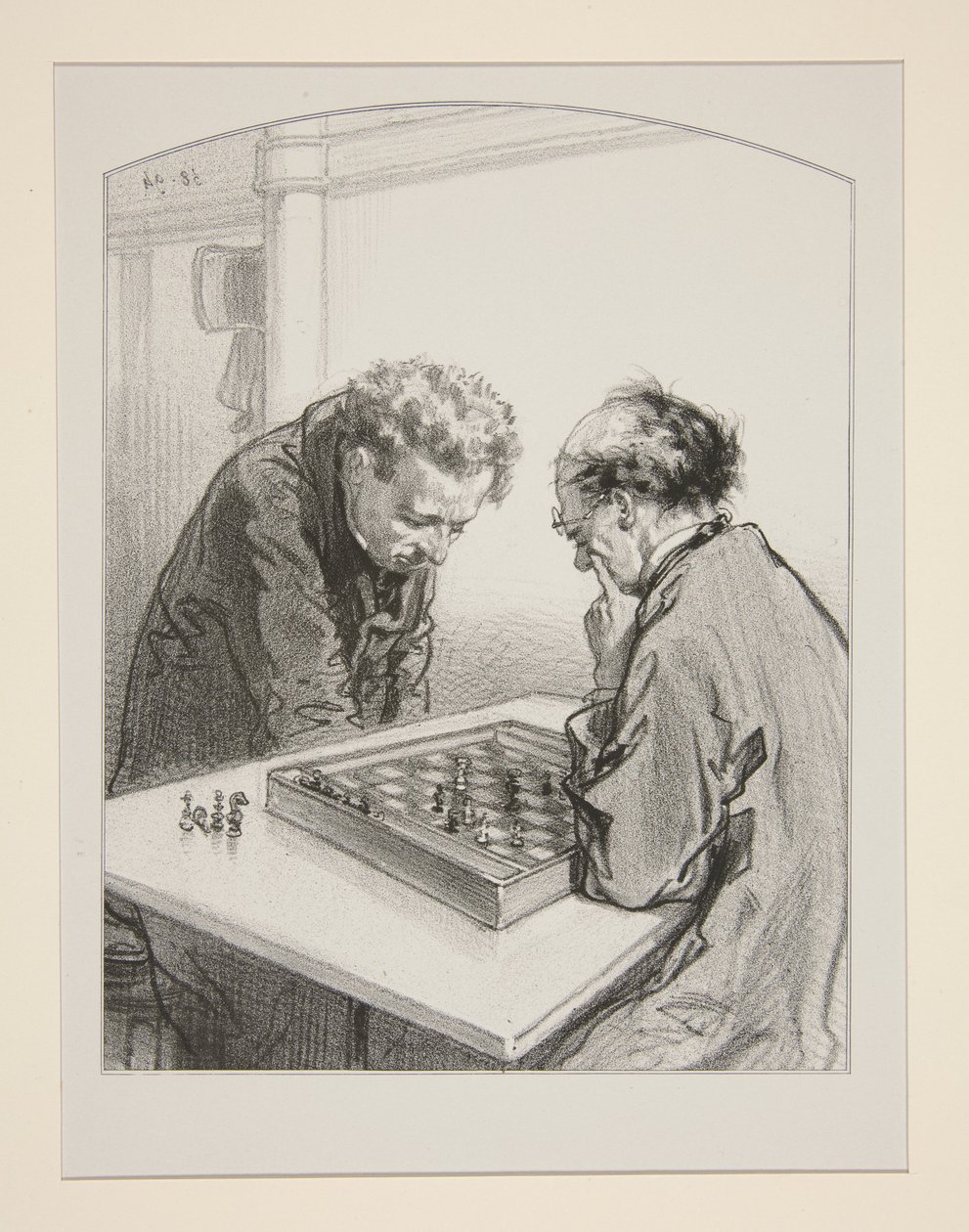 (Het schaakspel.) door Paul Gavarni
