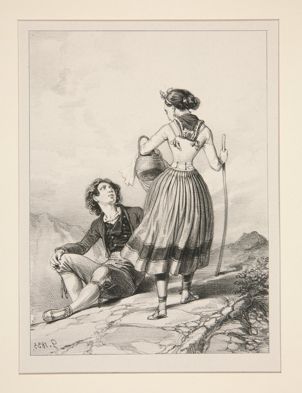 (Ontmoeting op de berg.) door Paul Gavarni