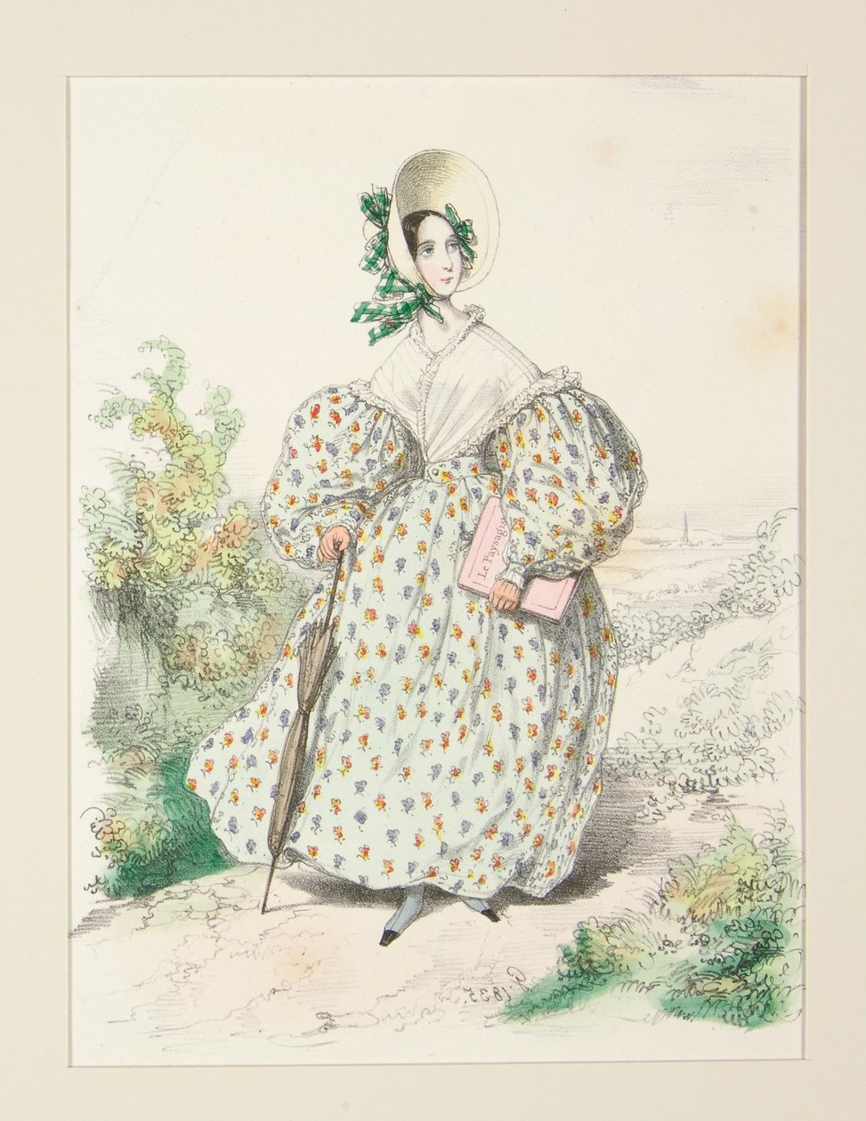 OP HET PLATTELAND. Juli 1835. Jurk van jaconas,... door Paul Gavarni