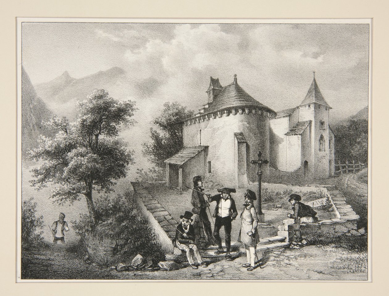 Kapel van Assoute, nabij Eaux-Bonnes door Paul Gavarni