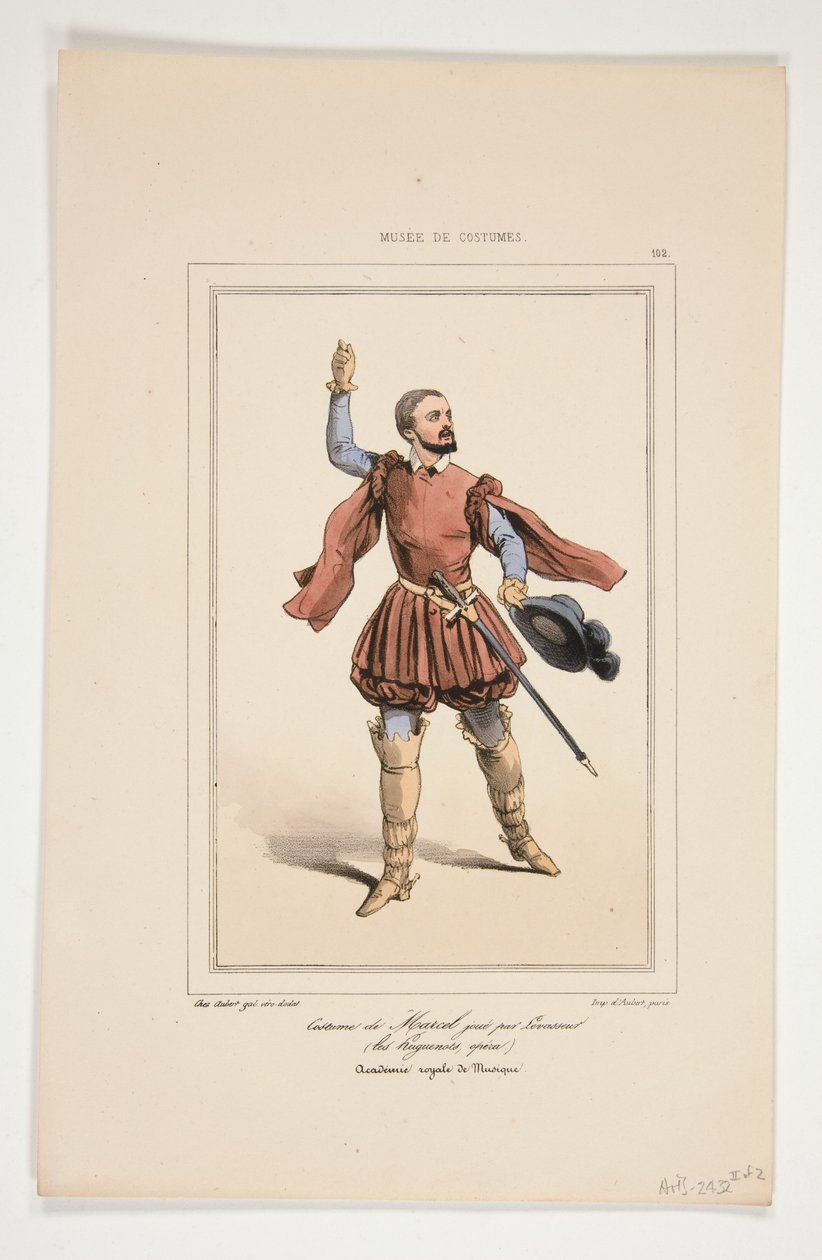 Kostuum van Marcel, gespeeld door Levasseur. door Paul Gavarni