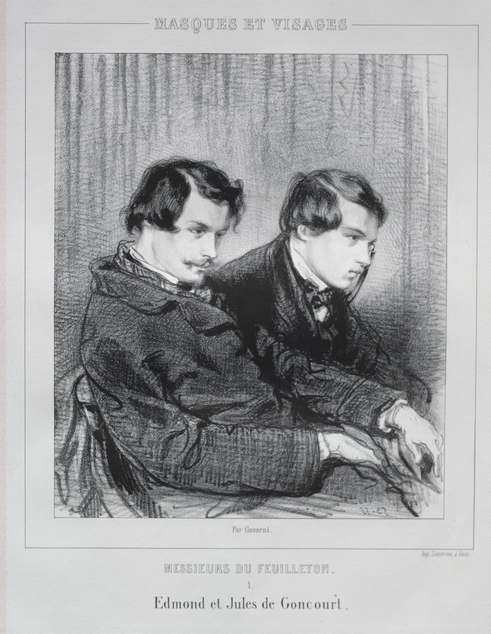 Edmond en Jules de Goncourt, 1853 door Paul Gavarni