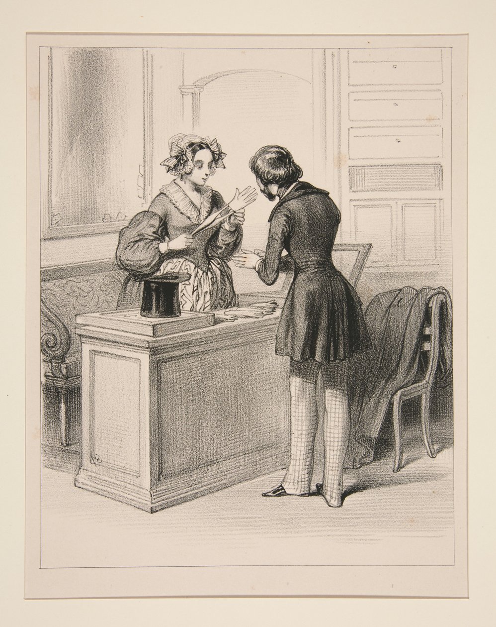Handschoenenmaakster door Paul Gavarni