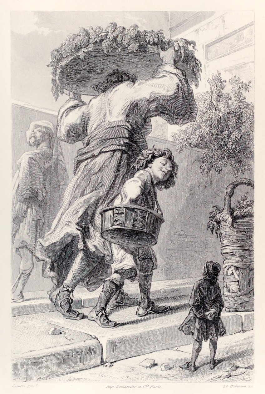 Gulliver en Lordbruldrud, uit de Franse editie van Gullivers Reizen door Jonathan Swift door Paul Gavarni