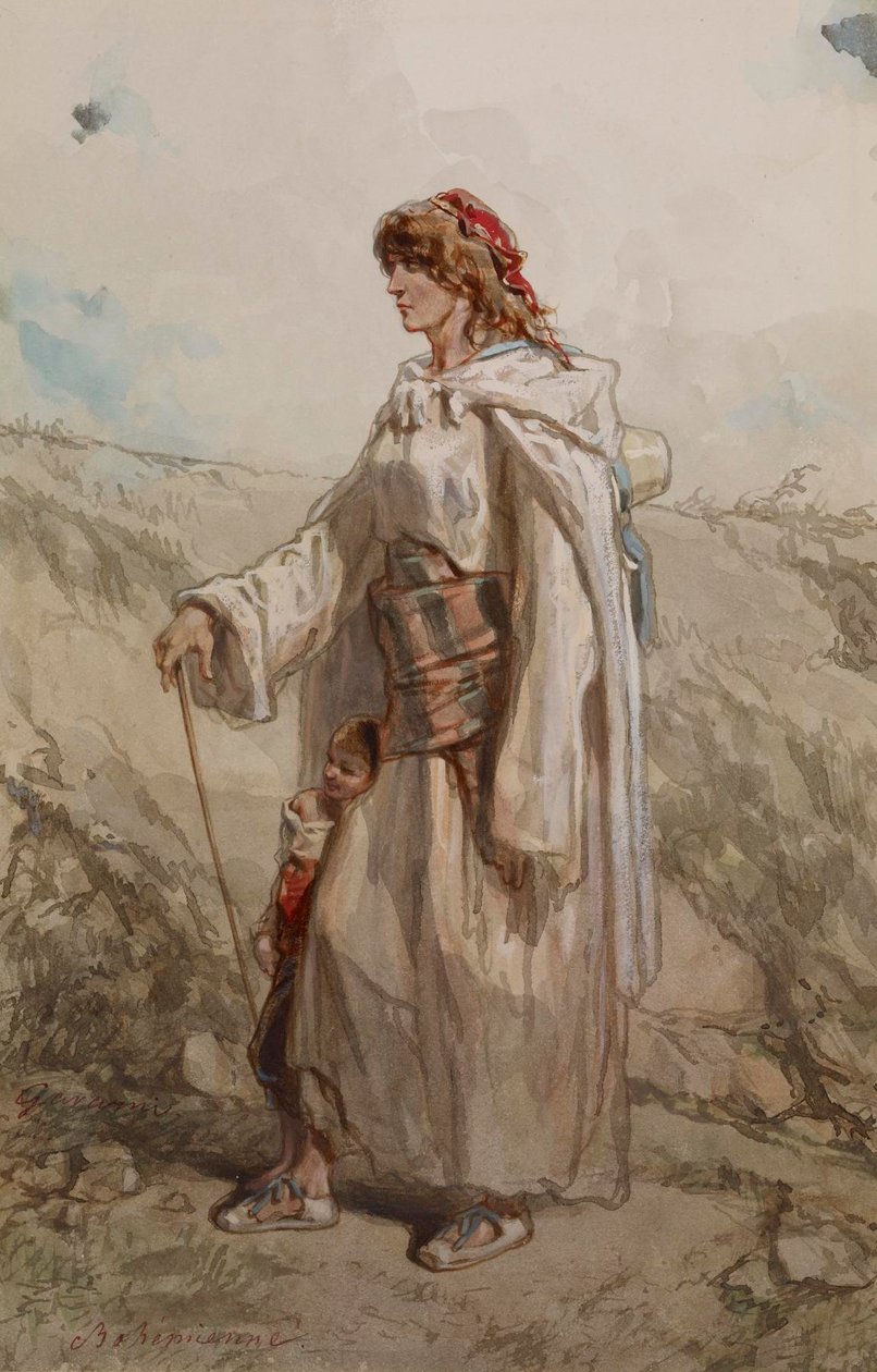 Zigeunervrouw en kind door Paul Gavarni