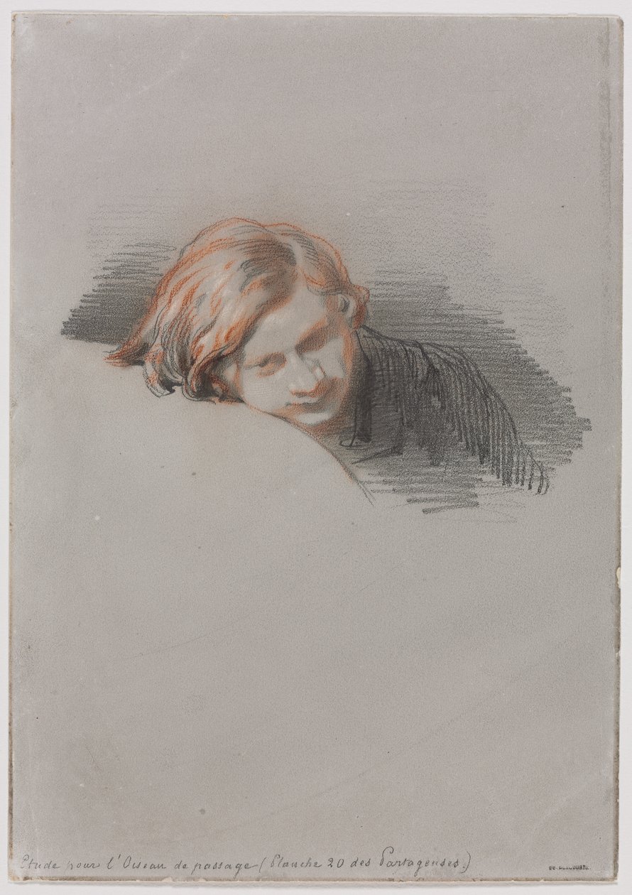 Hoofd van een jonge man (studie voor LOiseau de passage, 1853) door Paul Gavarni