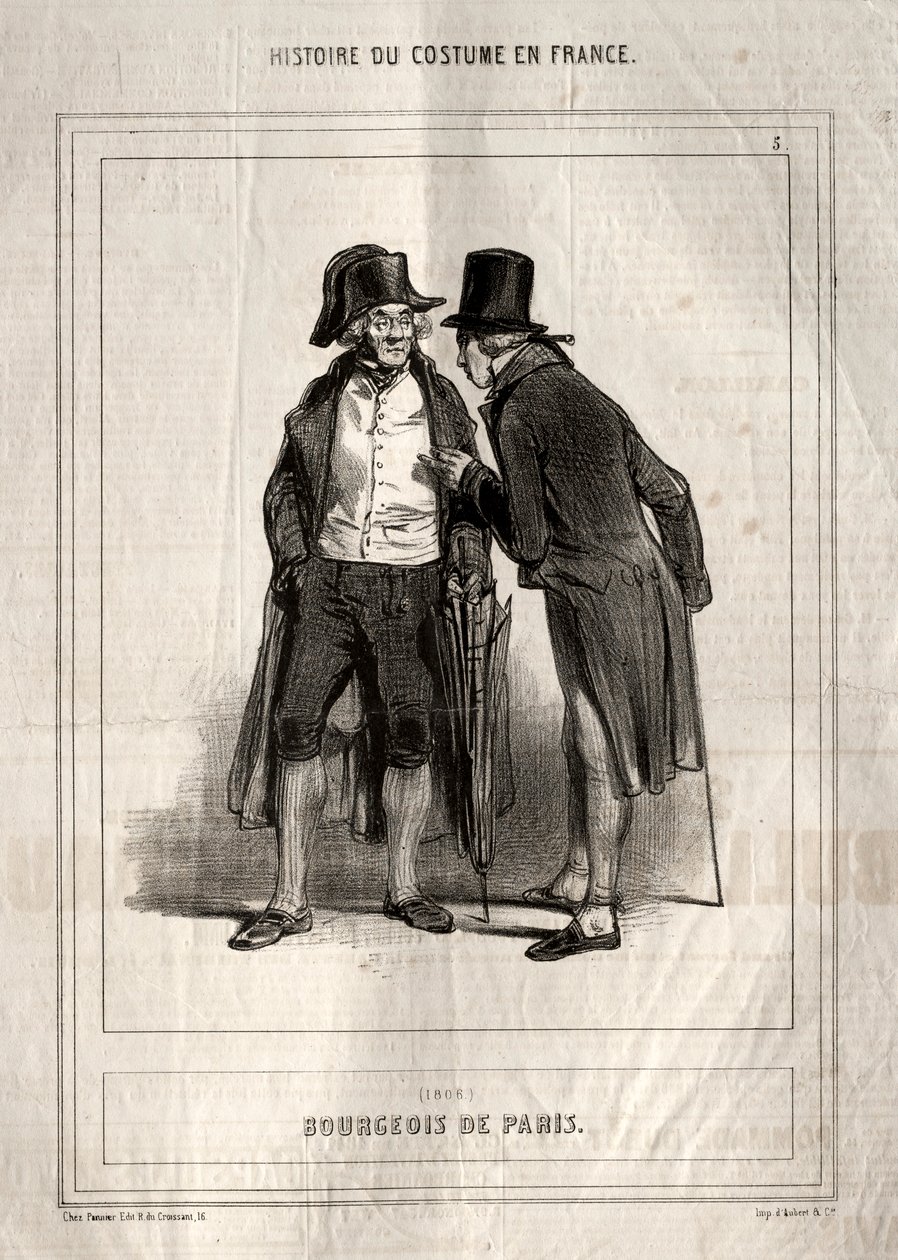 Histoire du Costume en France: Bourgeois de Paris, 1843 door Paul Gavarni