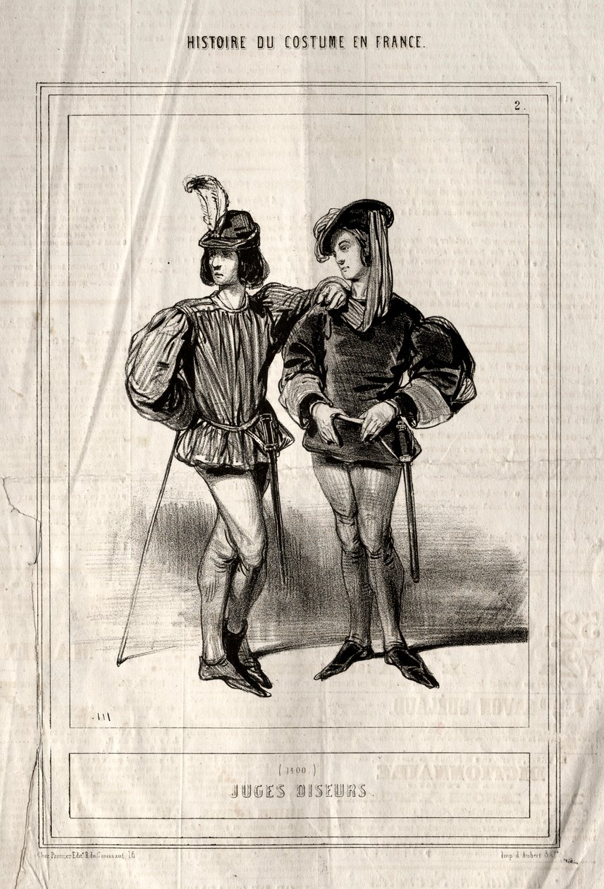 Histoire du Costume en France: Juges diseurs, 1843 door Paul Gavarni