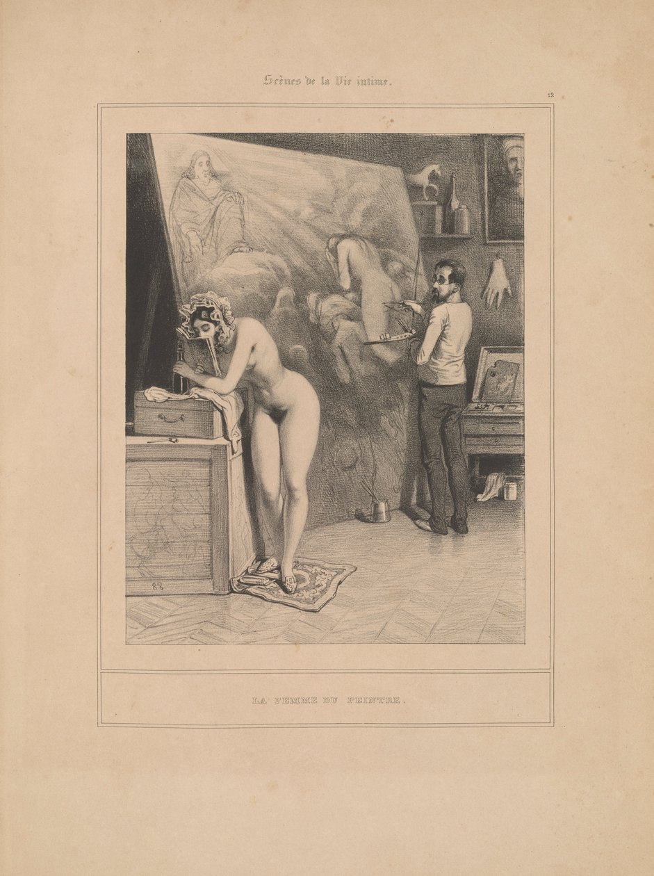 De vrouw van de schilder, uit de serie Scènes de la vie intime door Paul Gavarni
