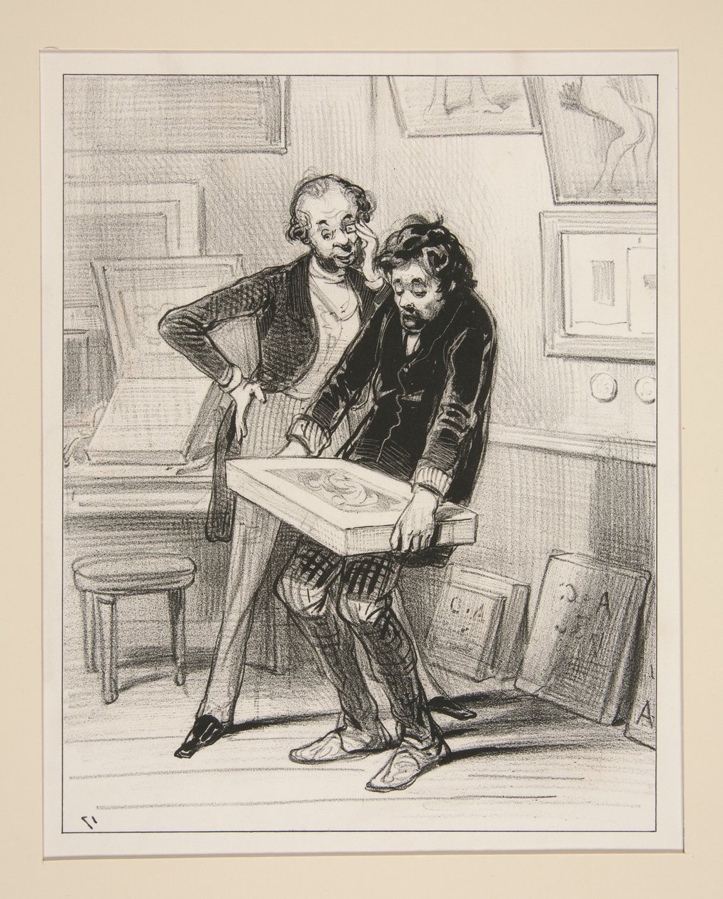Het atelier van de lithograaf door Paul Gavarni