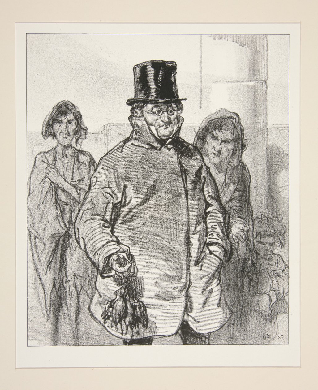 Terug van de markt. door Paul Gavarni