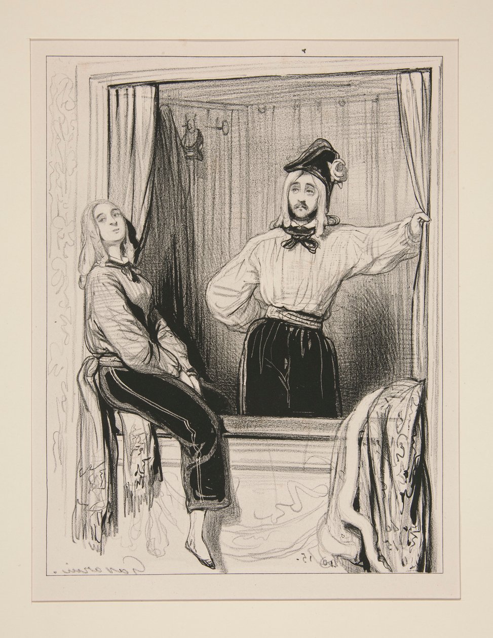 Le vicomte Aime de Trois Etoiles et dame Eloa de Tremblemont vont door Paul Gavarni