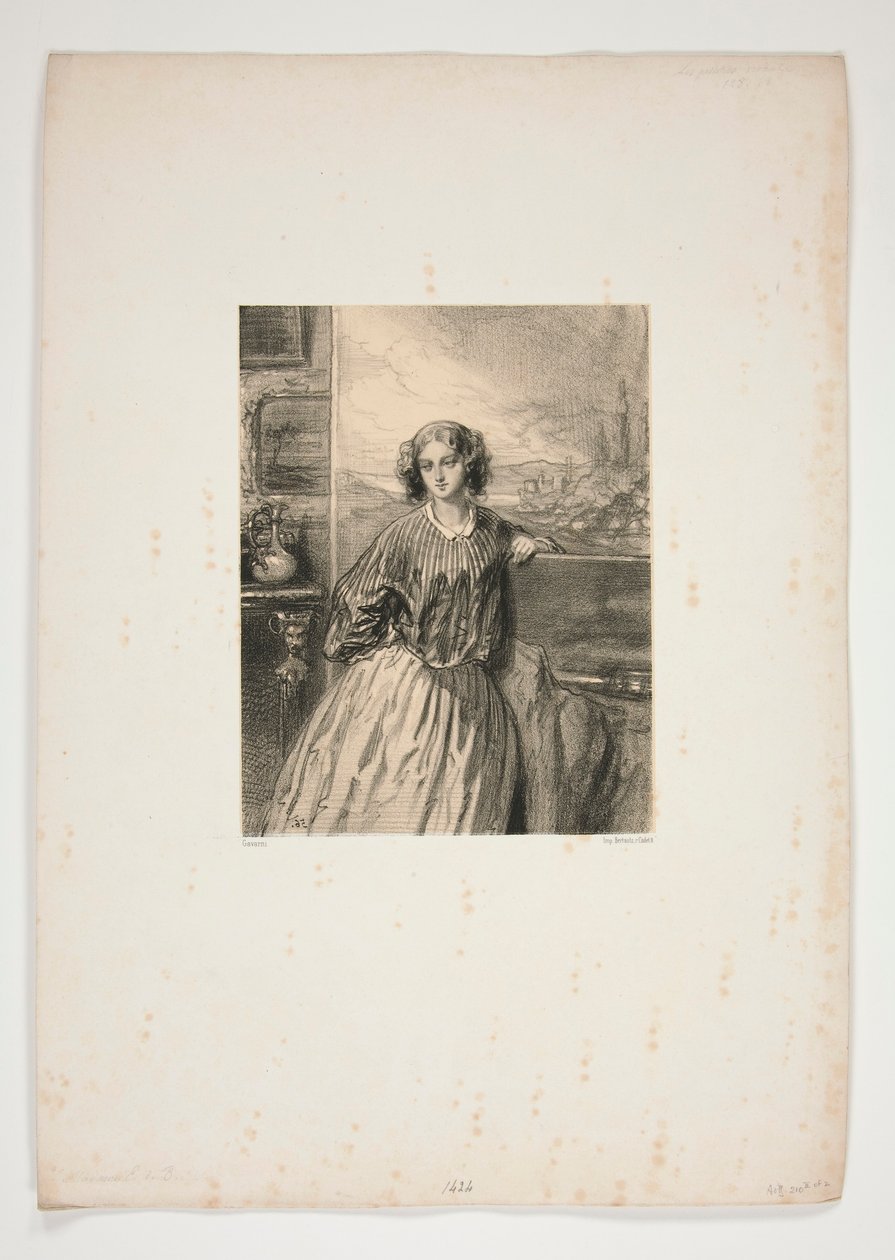 De vrouwelijke kunstenaars / Madame E. de B door Paul Gavarni