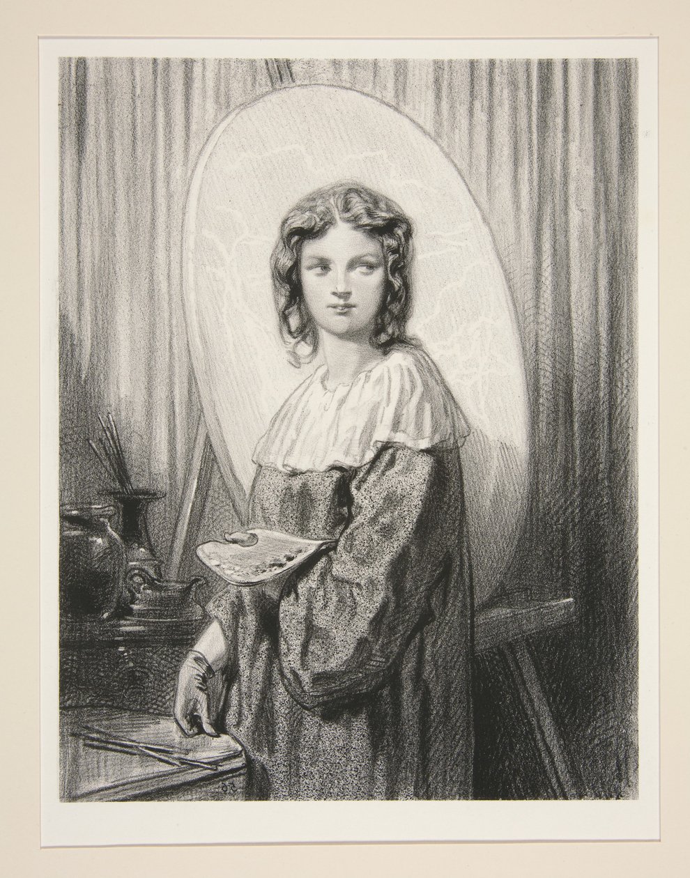 De vrouwelijke kunstenaars / Mistress Diana S... door Paul Gavarni