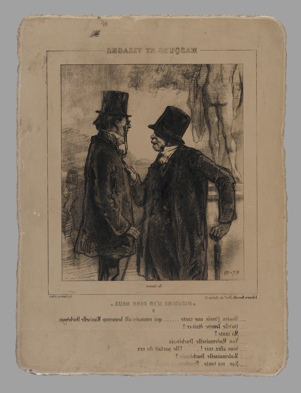 Lithografische steen voor Mosieu, j door Paul Gavarni