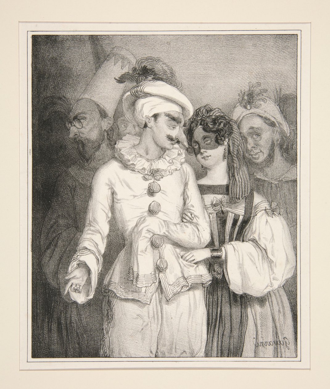 MASCARADE, naar een aquarel uit de collectie van de auteur. door Paul Gavarni