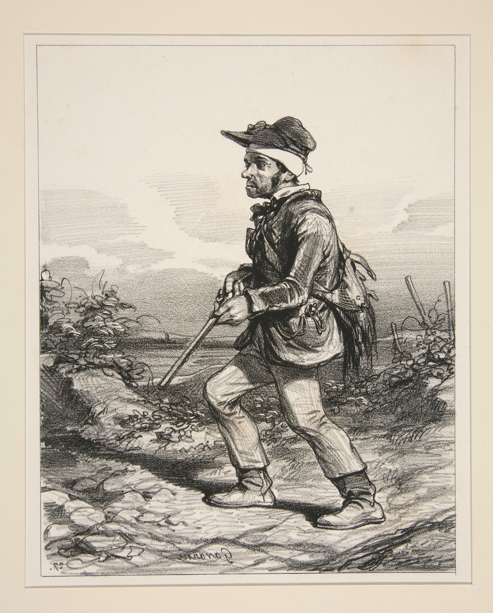 De heer Gontard (du Clos-Gorju), grootgrondbezitter, verkiesbare kiezer, op jacht bij dageraad (Uit de serie: Types Contemporaines) door Paul Gavarni