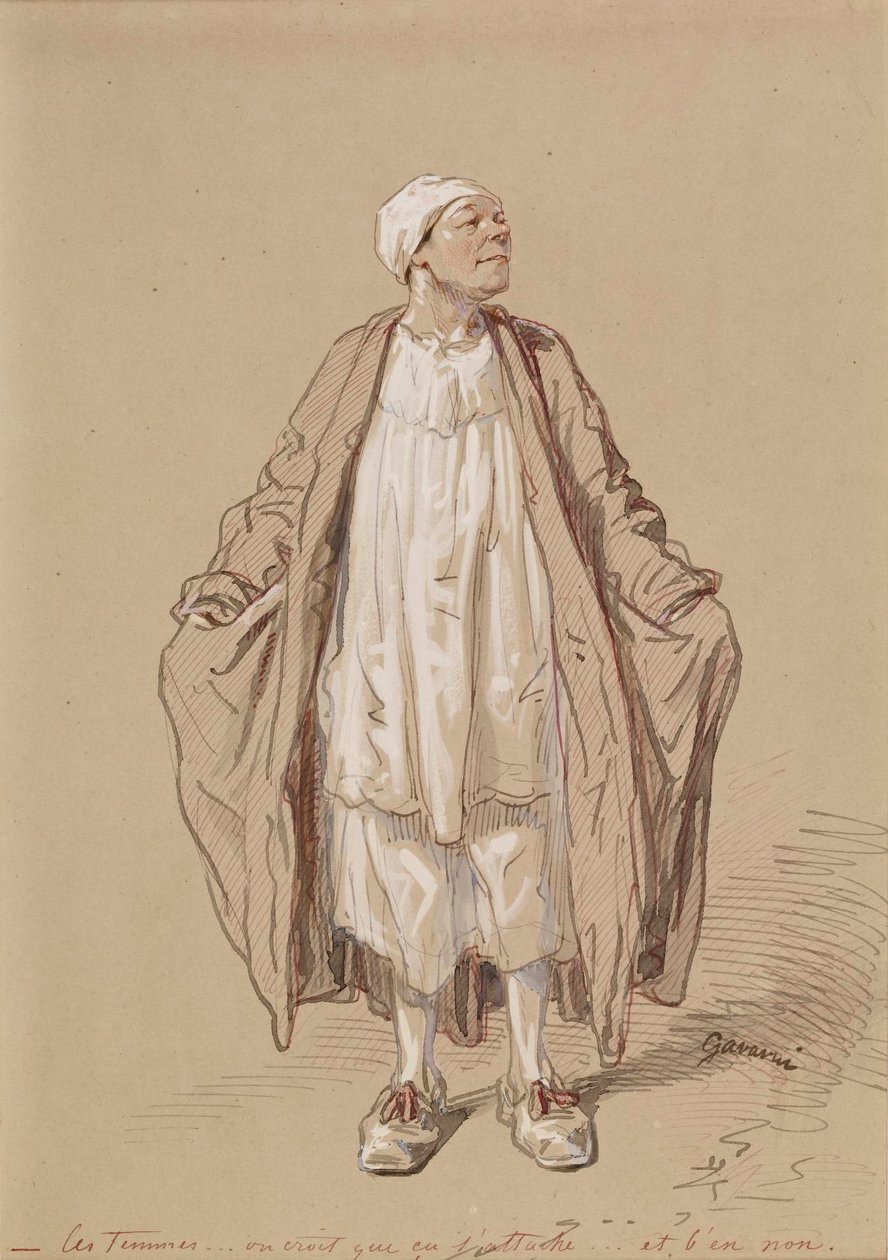 Man in nachtkleding door Paul Gavarni