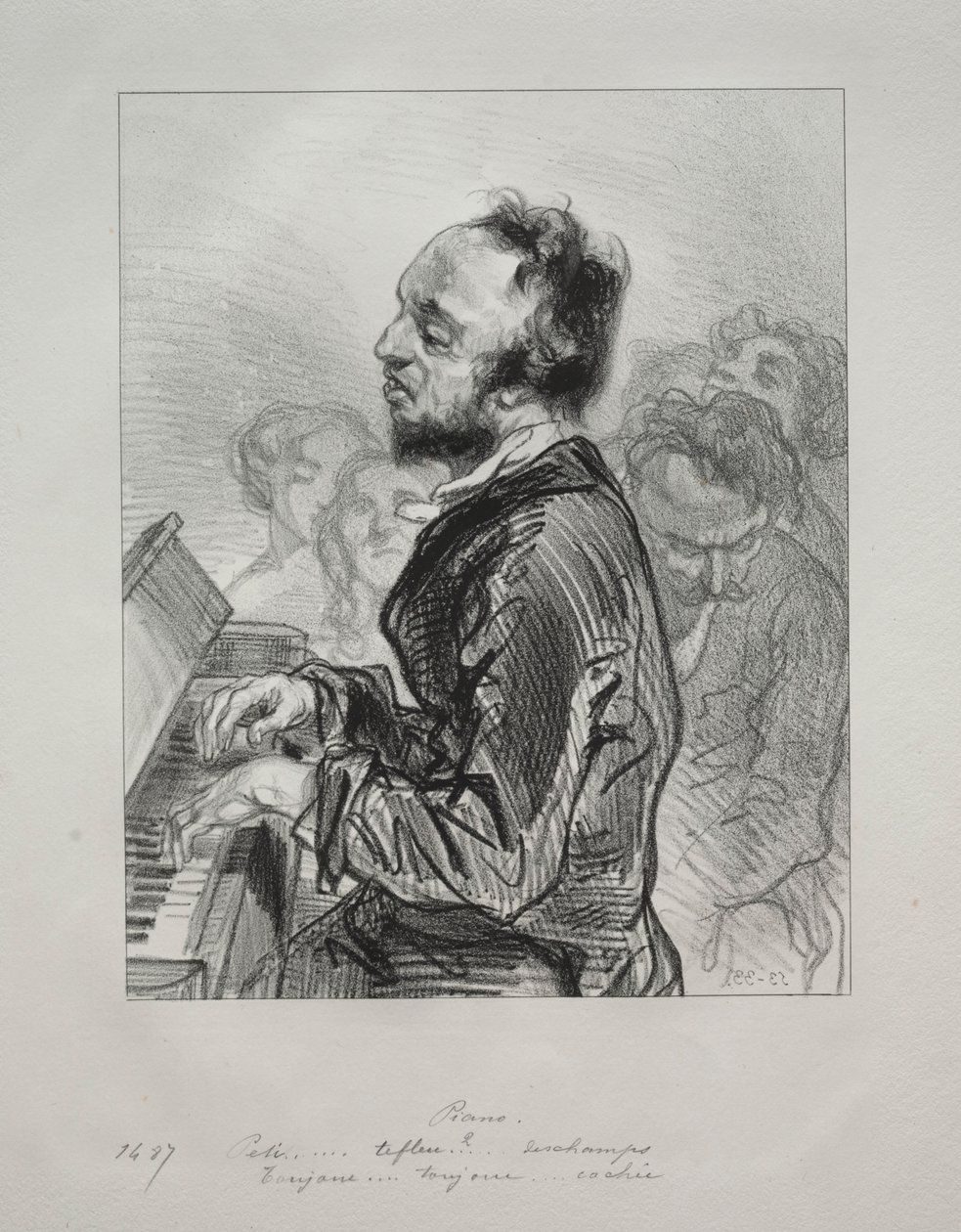 Piano, 1853 door Paul Gavarni