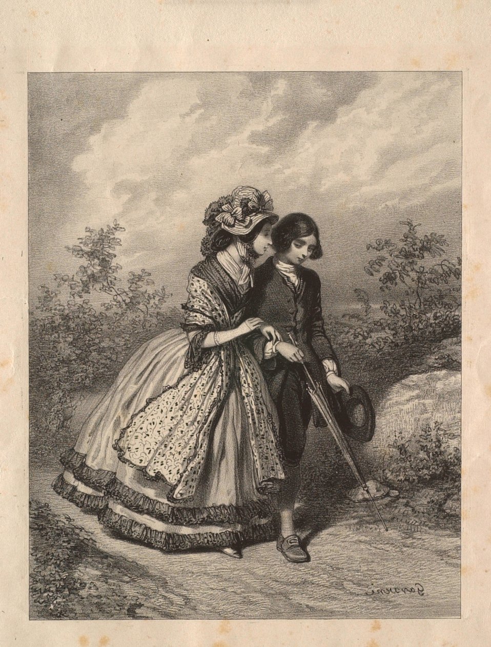 Rousseau en Madame de Larnage door Paul Gavarni