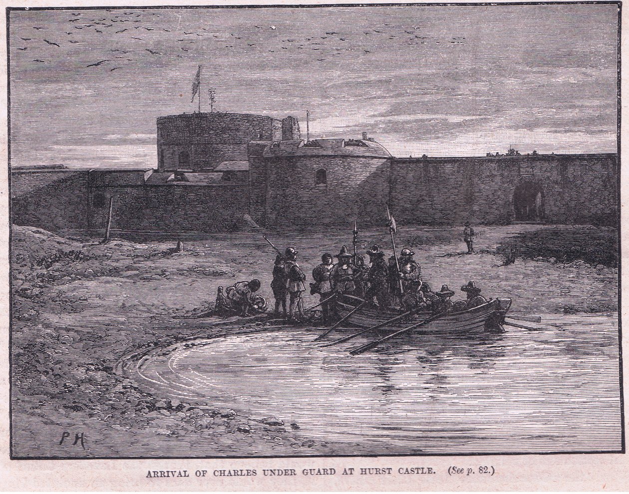 Aankomst van Karel I onder bewaking in Hurst Castle AD 1648 door Paul Hardy