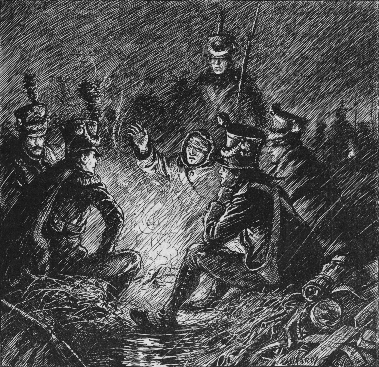 Zowel Fransen als bondgenoten bivakkeerden in modder en water, 1902 door Paul Hardy