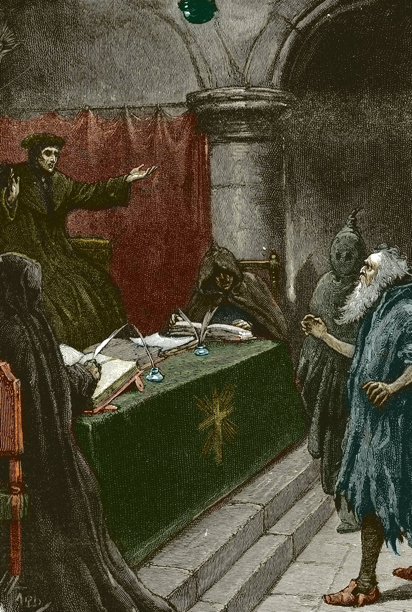 Inquisitie en uitzetting van de Joden van Spanje: een Spaanse Jood voor de Grote Inquisiteur rond 1492 door Paul Hardy
