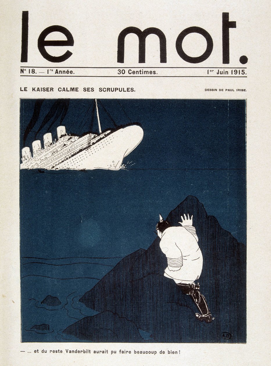 De keizer kalmeert zijn gewetensbezwaren (torpedo van de Lusitania) - in 