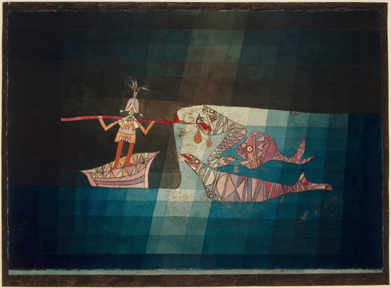 Gevechtsscène uit de komische fantastische opera De Zeeman, 1923 door Paul Klee