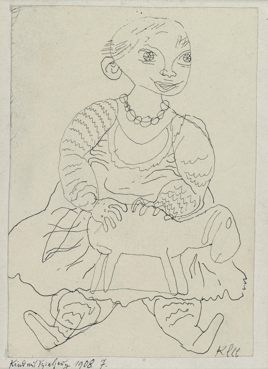 Kind met een speelgoed door Paul Klee