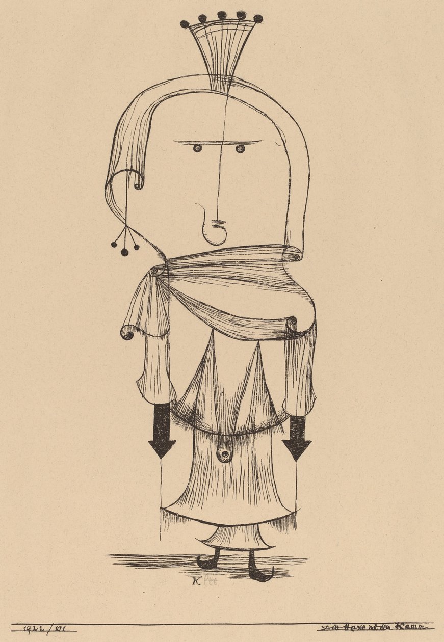 Die Hexe mit dem Kamm door Paul Klee