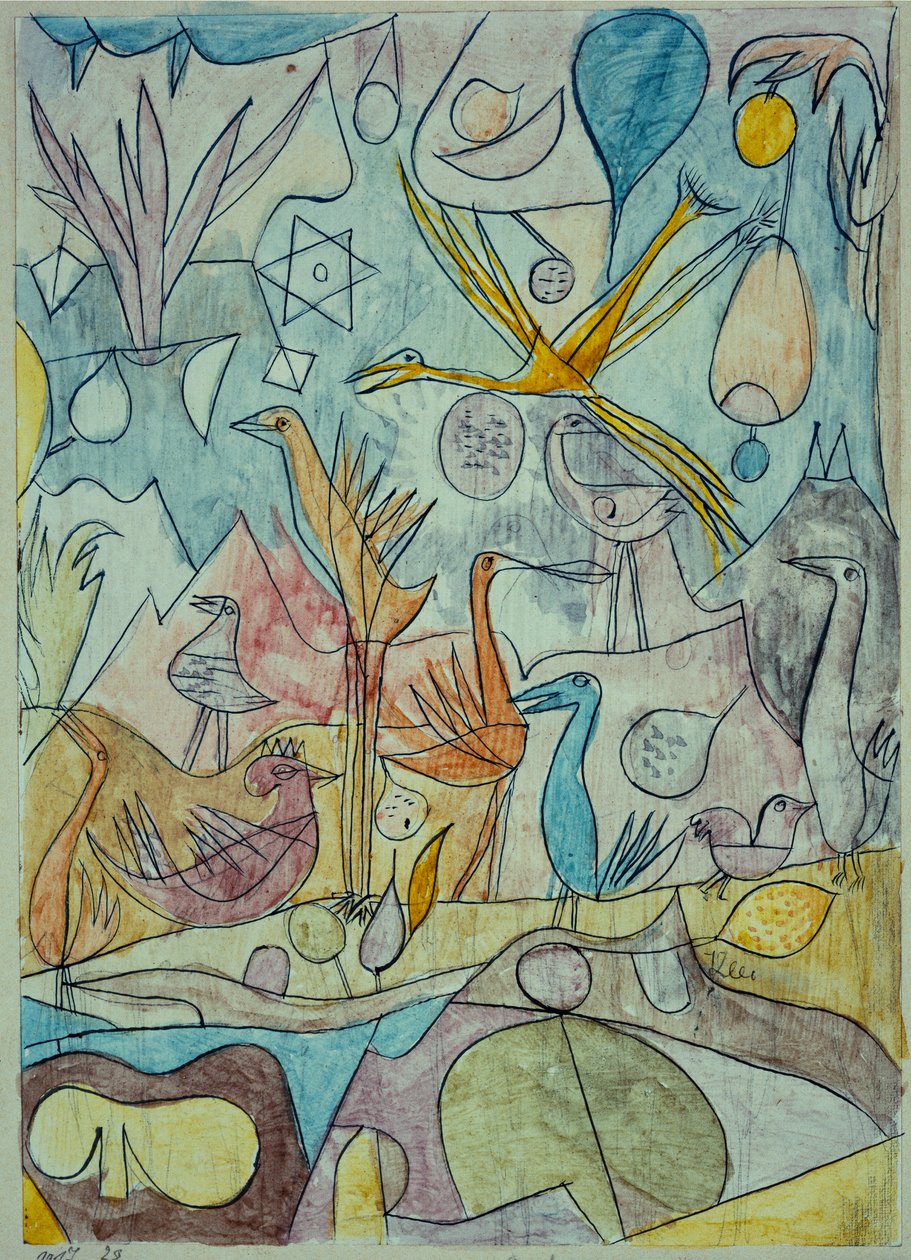 Vogelzwerm door Paul Klee
