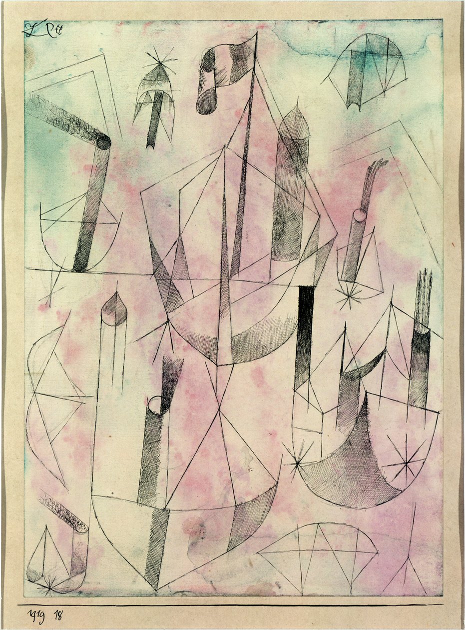 Kleine stoombootfantasie door Paul Klee