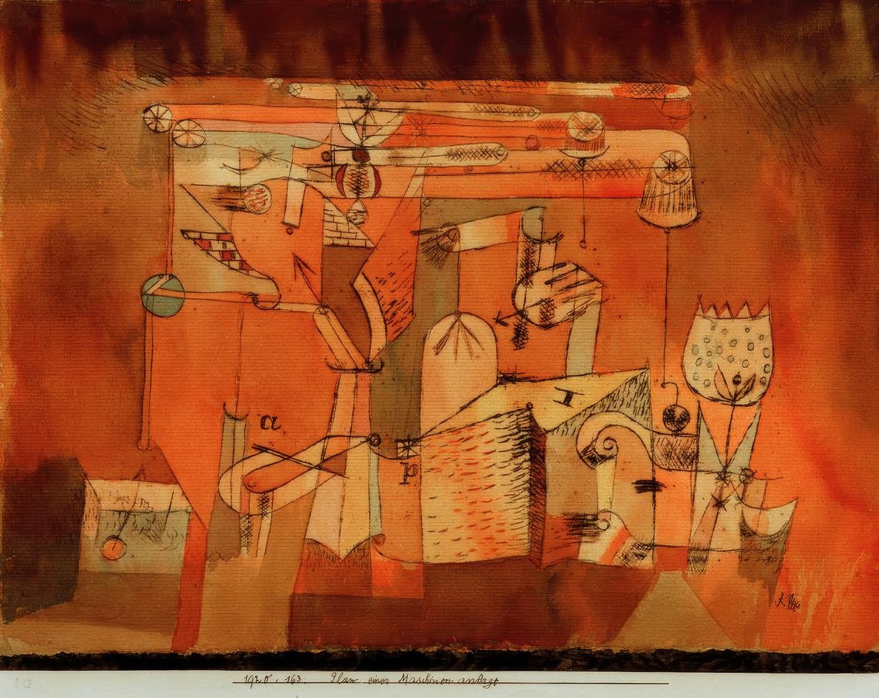 Plan van een machine-installatie door Paul Klee