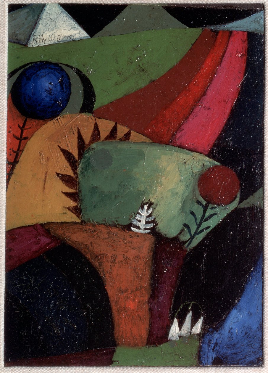 Drie blauwe klokjes door Paul Klee