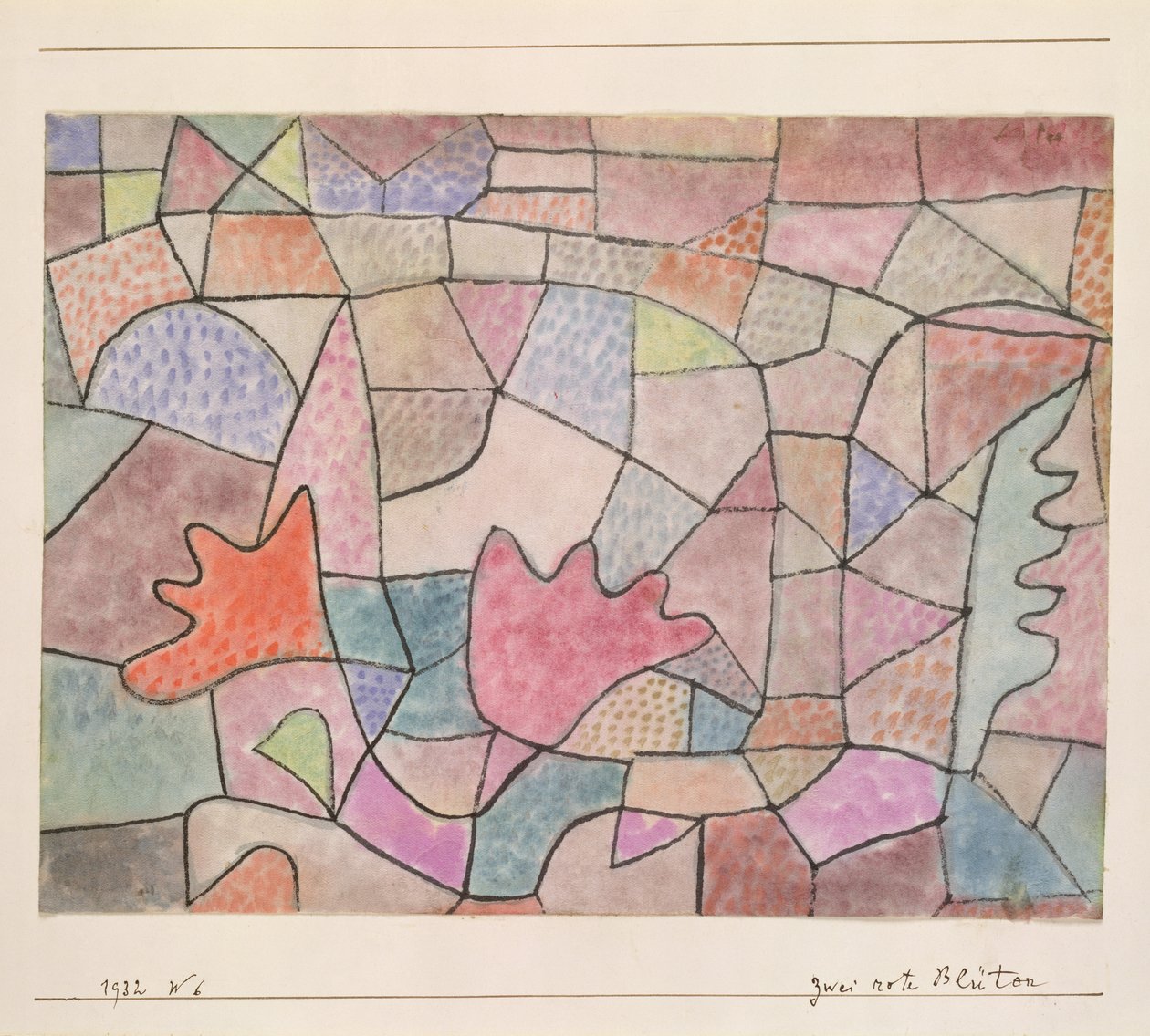 Twee rode bloemen door Paul Klee