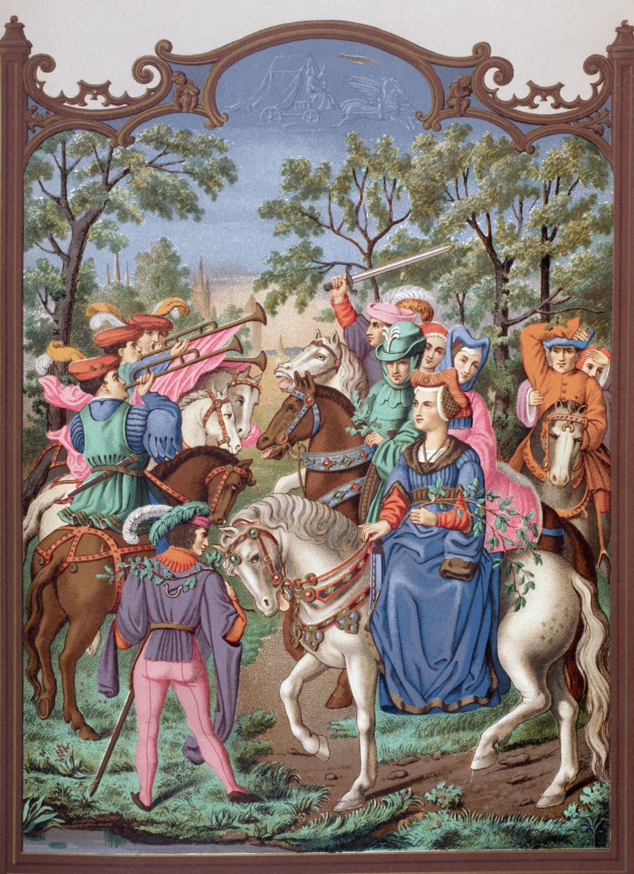 15e eeuws kasteelleven: Beginnen op een promenade. door Paul Lacroix