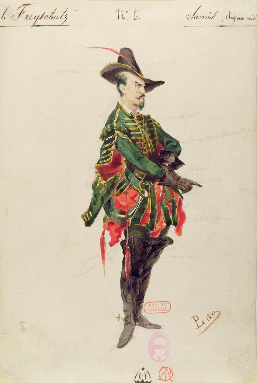 Kostuum van de jager Samiel voor de opera 