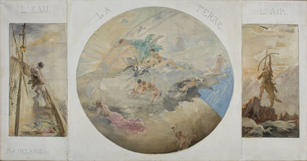 Schets voor de eetkamer van het Stadhuis van Parijs: Water, Aarde, Lucht, tussen 1891 en 1892 door Paul Louis Delance