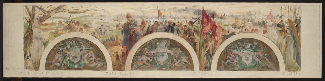 Schets voor de ingangshal van het stadhuis: Parijs en de hoge tijdperken; De Gallo-Franco periode door Paul Louis Delance