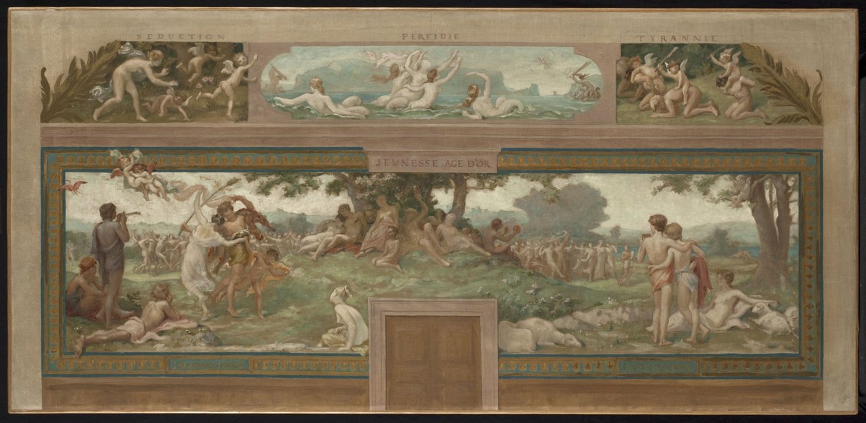 Schets voor het stadhuis van Saint-Maur-des-Fossés: Deugden tegenover de Ondeugd (Jeugd. Gouden Eeuw) door Paul Milliet