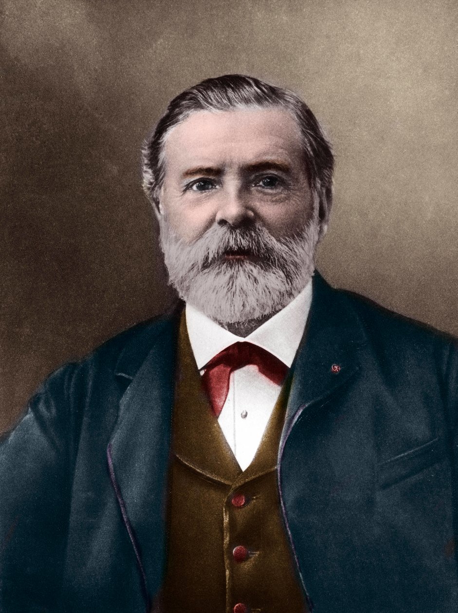 Portret van Etienne-Jules Marey (1830-1904); Engelse wetenschapper en chronofotograaf; uitvinder van de sfigmograaf en een pionier van fotografie en cinema. Foto door Nadar, Paul (1856-1939). Digitale inkleuring. door Paul Nadar