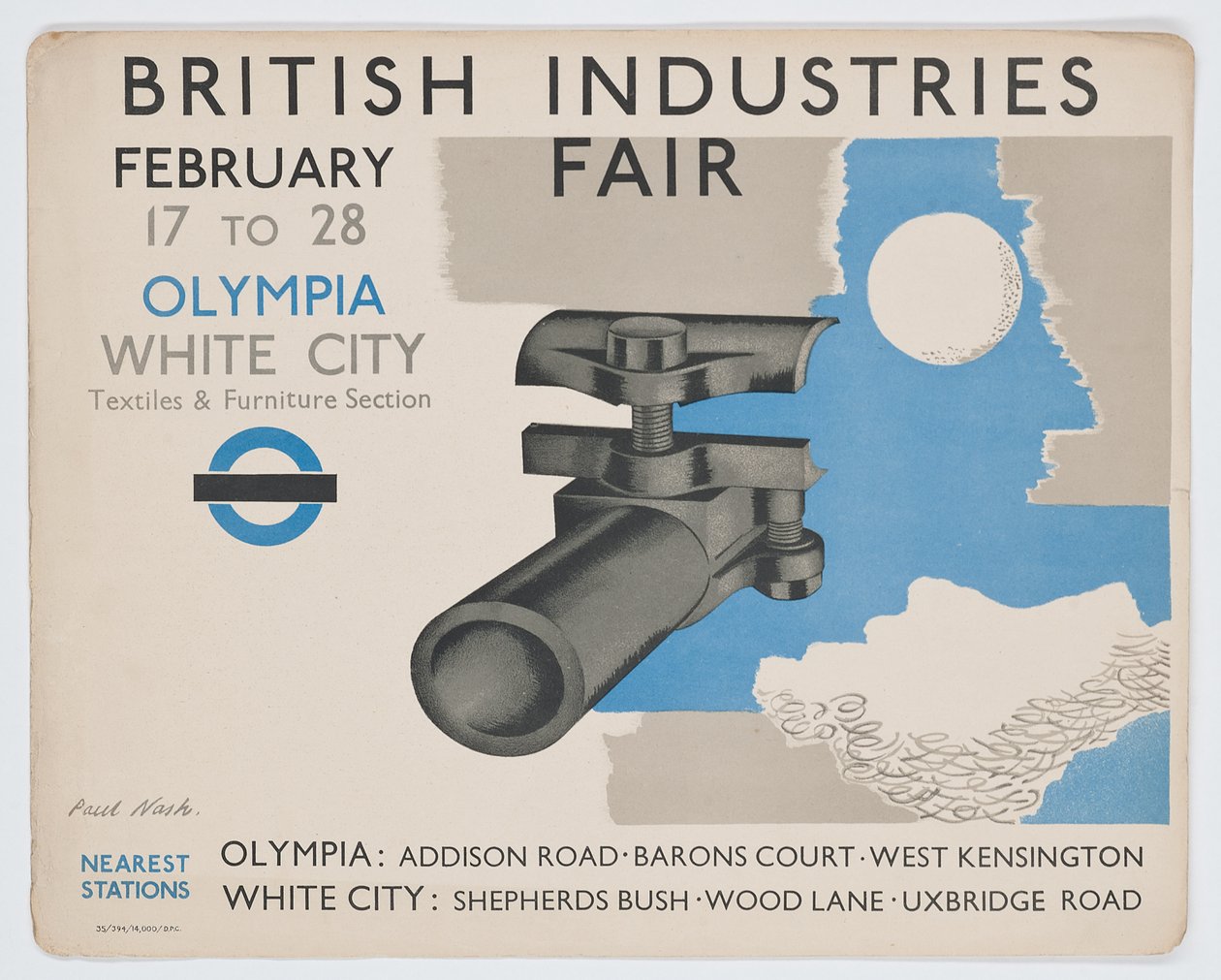 Een Londense Metro-poster die de British Industries Fair adverteert door Paul Nash