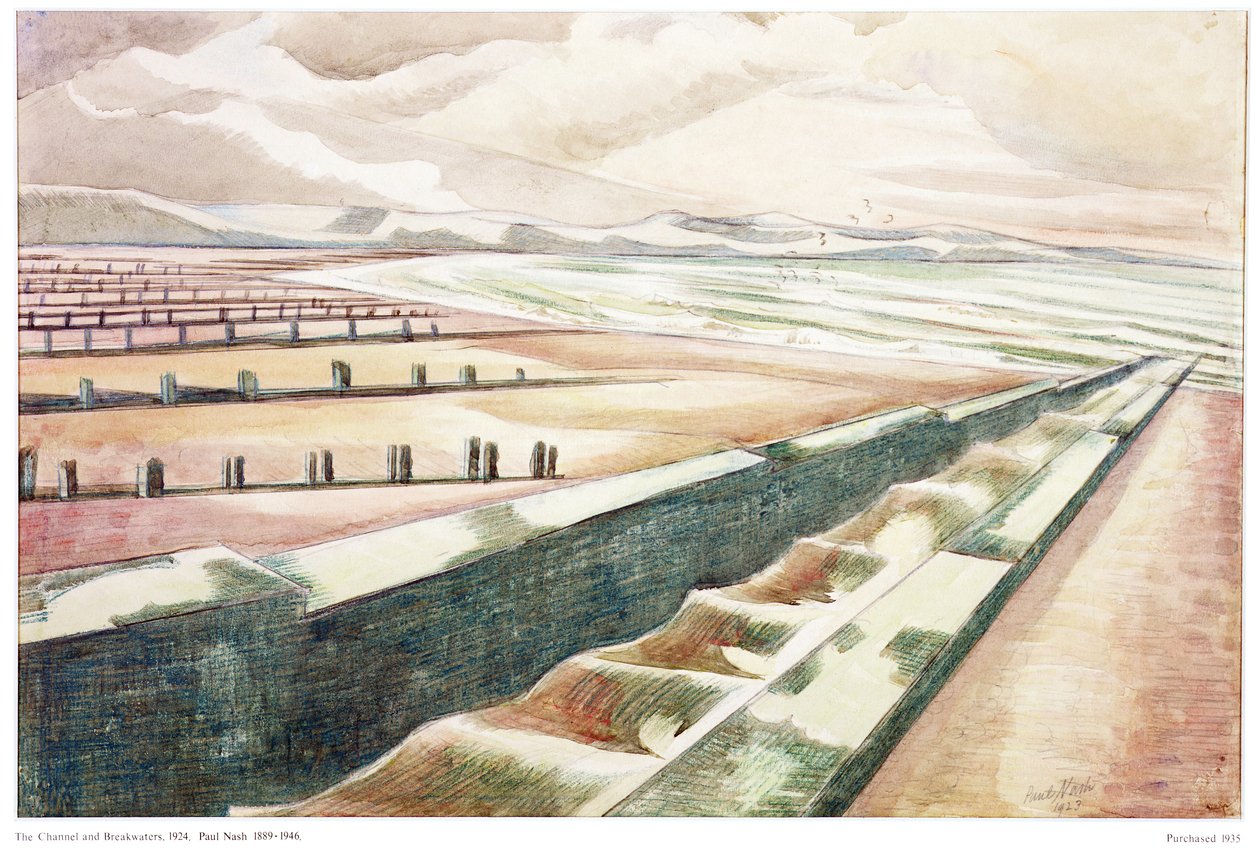 Kanaal en Golfbreker door Paul Nash