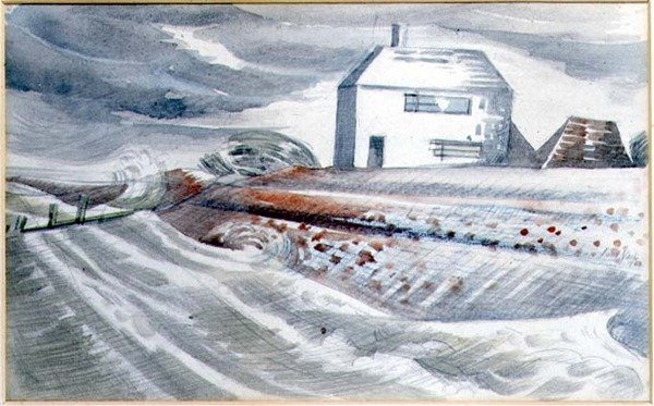 Huis aan zee, Dymchurch, Kent door Paul Nash