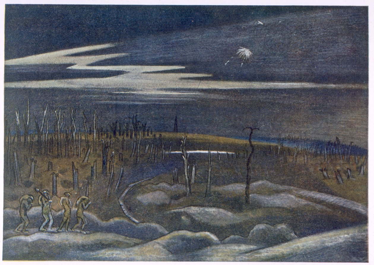 Weide met bosje, uit Britse kunstenaars aan het front, Vervolg van het Westelijk Front, Deel Drie, Paul Nash door Paul Nash